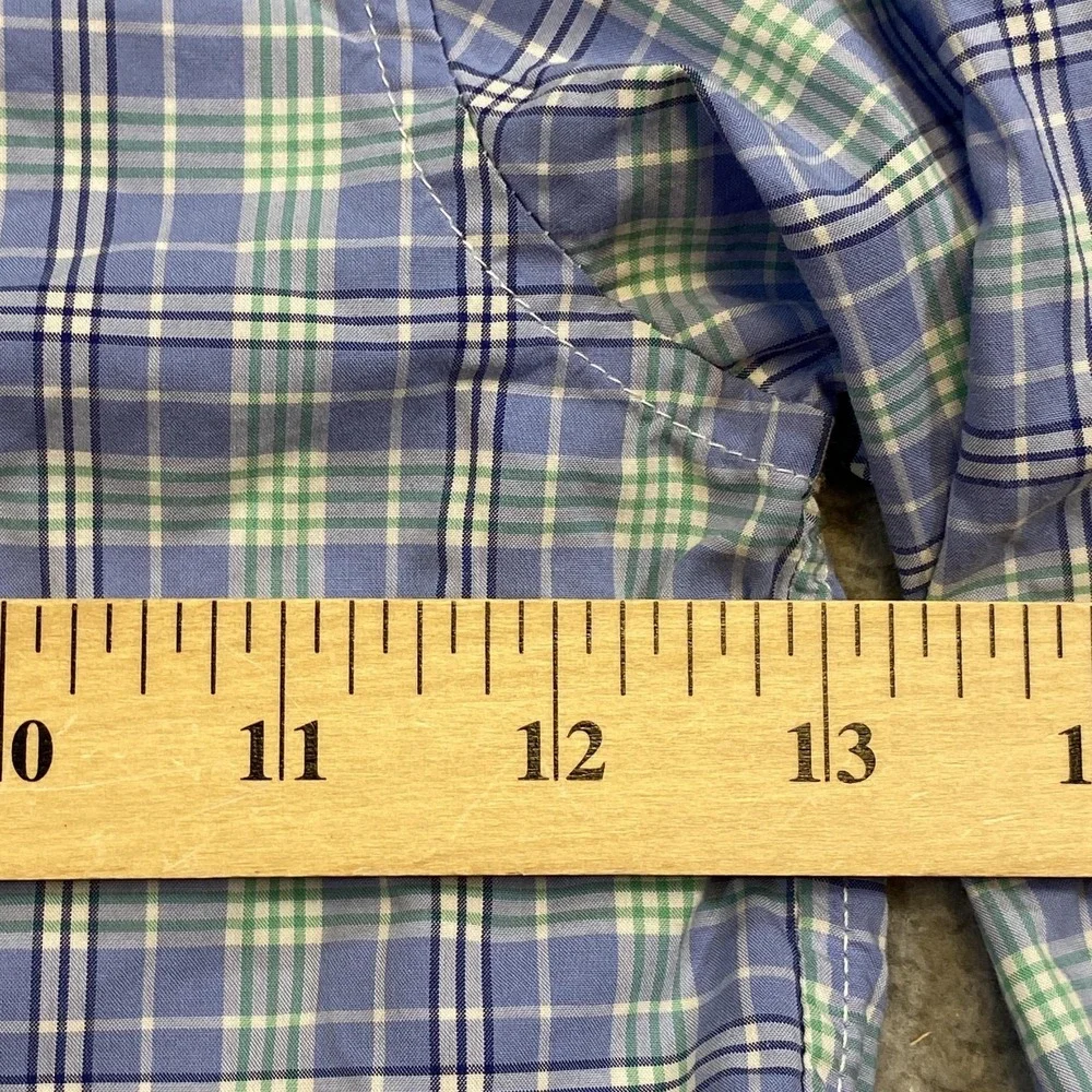 Ralph Lauren Dress‎ Shirt Boys 3T Blue Green Plaid Button Front Long Sleeve